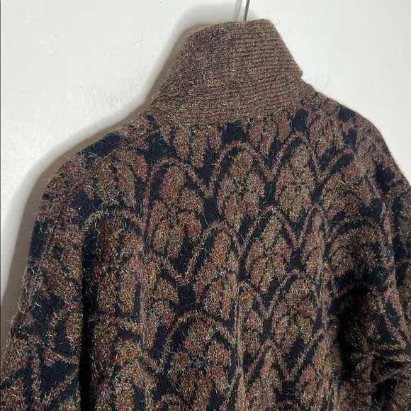 Vintage Metallic Eyelash Knit Cardigan WK Lung Kong Co Red Button Shawl Collar - Picture 11 of 11